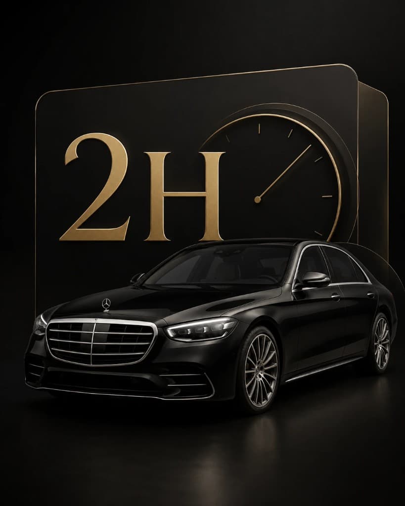 2 hours chauffeur package — black Mercedes-Benz S-Class, Vantage Lane