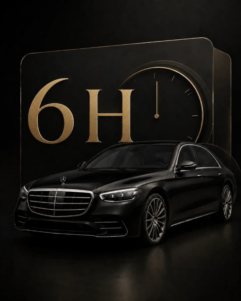 6 hours chauffeur package — black Mercedes-Benz S-Class, Vantage Lane